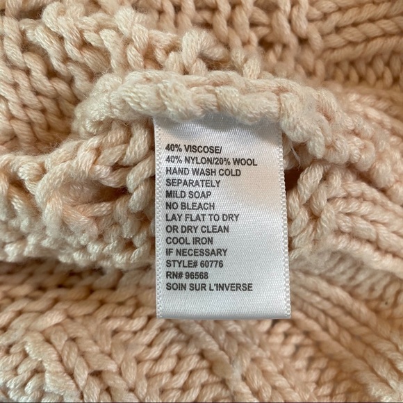 Charlotte Tarantola pompon Pink Wool Blend cable Open Knit Sweater Size XS - Picture 10 of 10